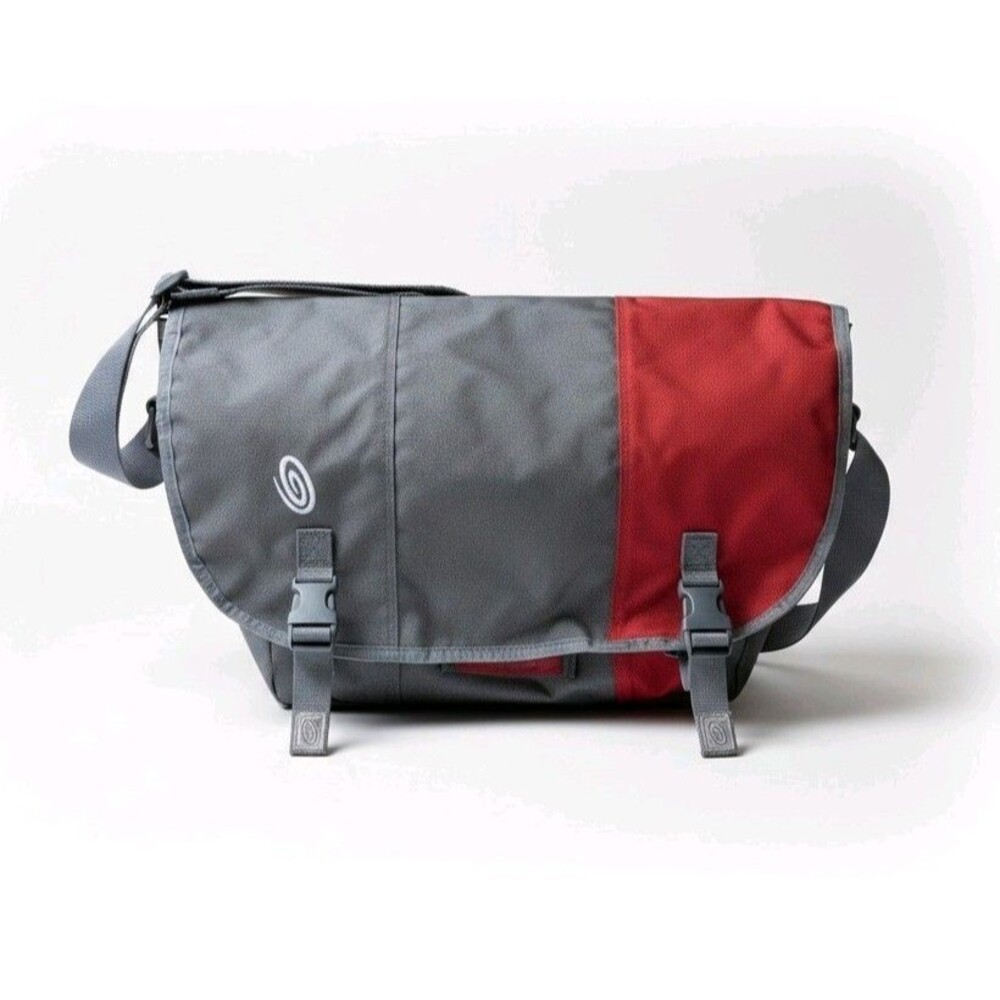 Timbuk2 Classic Messenger Laptop Bag Medium Gray Red Crossbody Waterproof
